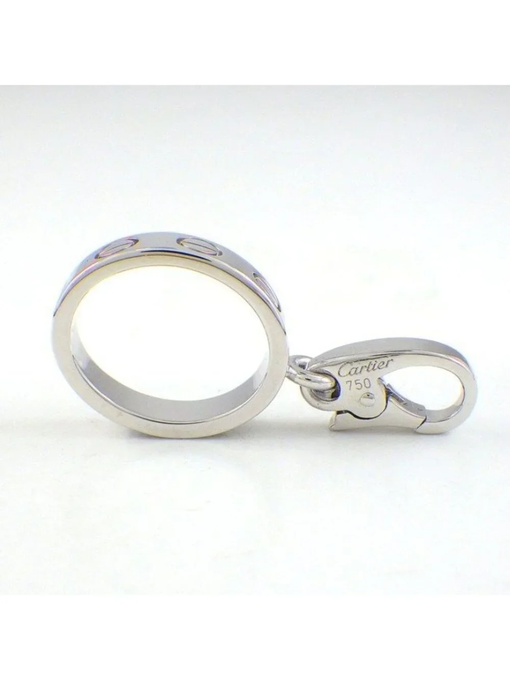 Cartier Charm Pendant Love Oval Round Circle 18k White Gold